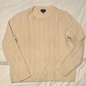 J. Crew Cashmere Cable Knit Sweater Cream L